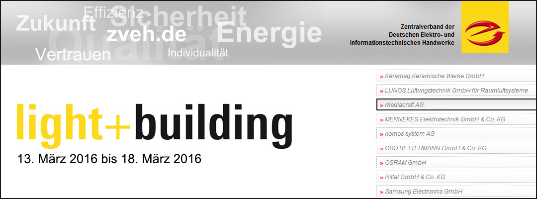 mediacraft unterstützt das „E-Haus“ auf der Light+Building 2016 in Frankfurt